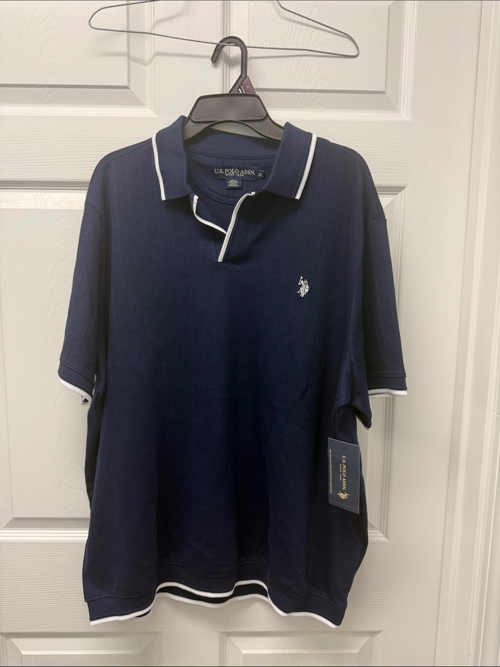 U.S. Polo Assn. Navy Polo with White Contrast Trim